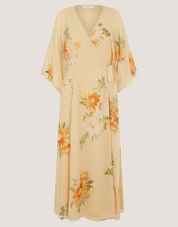Sukhi Sunflower Midi Wrap Dress Yellow
