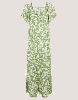 Lillie Leaf Print Jumpsuit Green