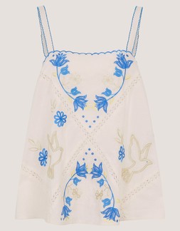 Sophie Sleeveless Embroidered Top Ivory