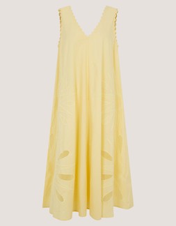 Sunny Sleeveless Scallop Midi Dress Yellow