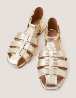 Bobbi Fisherman Leather Sandals Gold