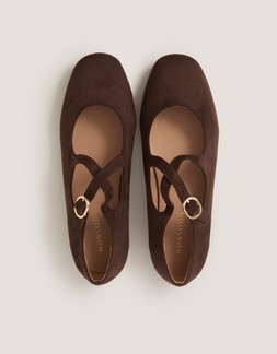 Dana Faux Suede Mary Jane Ballet Flats Brown