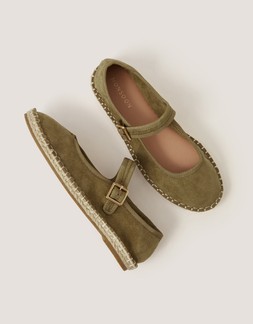 Dede Faux Suede Espadrille Flats Green