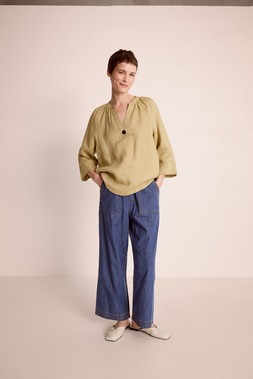 Gianna Linen Top Green