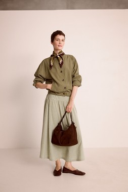 Beth Twist Handle Suede Bag