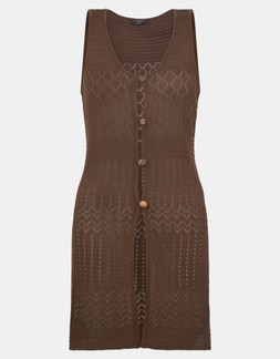 Crochet Knit Sleeveless Top Brown