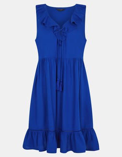 Strapless Ruffle Mini Dress Blue