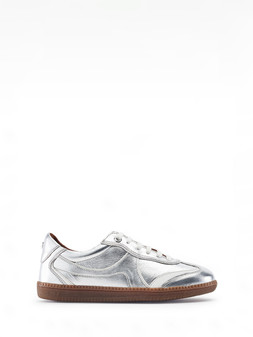 Moda In Pelle Brioni Silver Leather Multi Panel Gum Sole Trainer €80 @Very.ie