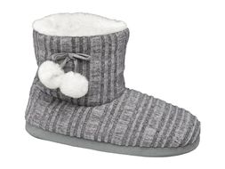 Deichmann Ladies Grey Knitted Boot Slipper, &pound;7.99