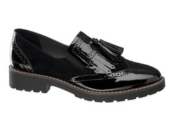 Deichmann Black Patent Tassel Loafer