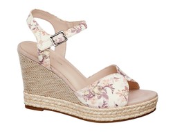 Pink floral wedges