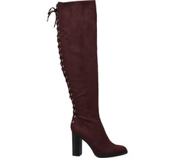 Heeled Thigh High Burgundy Boot at Deichmann