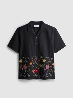 PRIMARK SHORT SLEEVE EMBROIDERED SHIRT BLACK £18 €20 $28 RON100 PLN90 CZK520