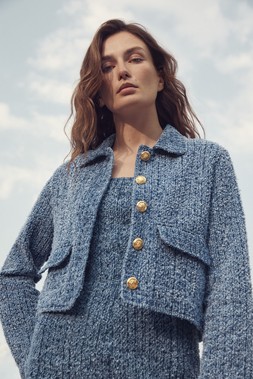 M&S Collection Denim Textured Jacket, £55 Denim Tufted Mini Dress, £38